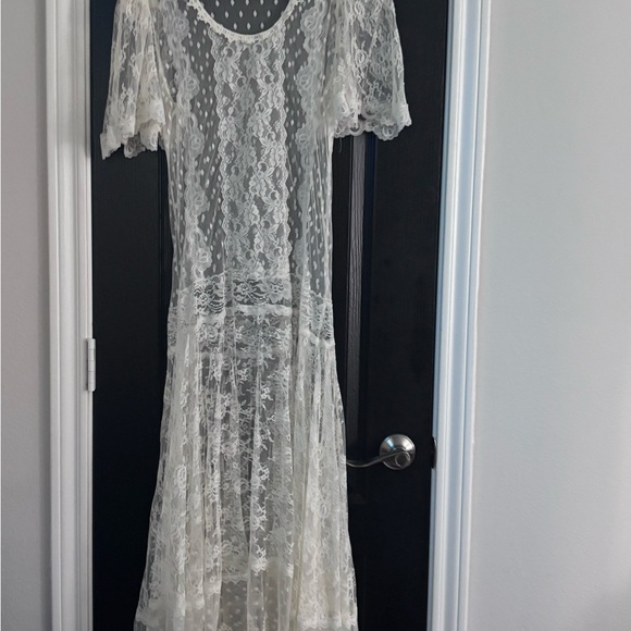 Anthropologie Ivory Lace Maxi Dress - Picture 2 of 3